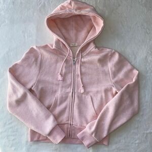 John Galt Brandy Melville Cropped Hoodie‎ Full Zip Light Pink Fits like a small